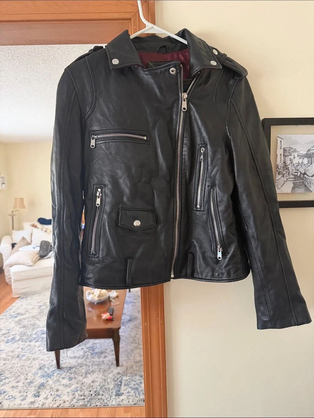 Sam Edelman Black 100% Lamb Leather Moto Biker Jacket Originally $598 - Picture 2 of 12